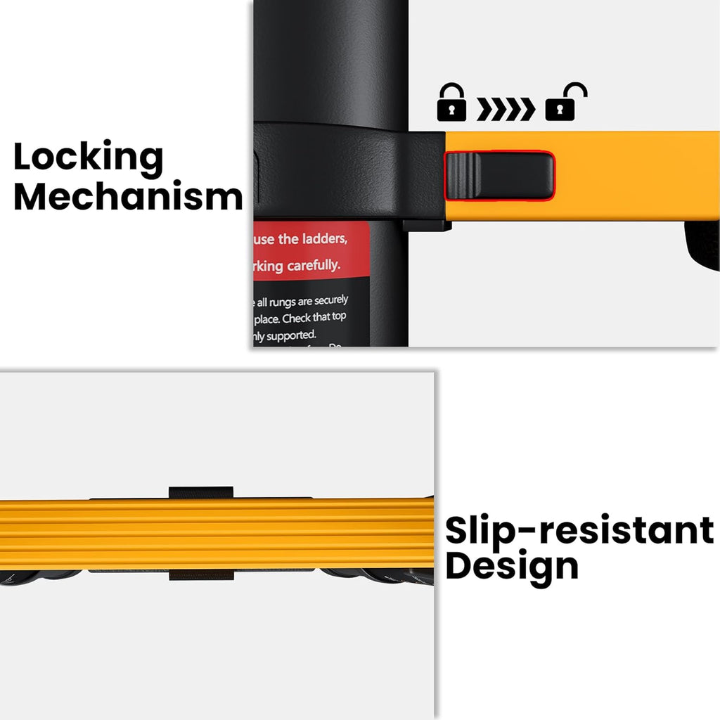 Telescopic ladder, aluminum alloy telescopic ladder, 330 lbs load capacity, multi-purpose foldable ladder for home and office use; orange