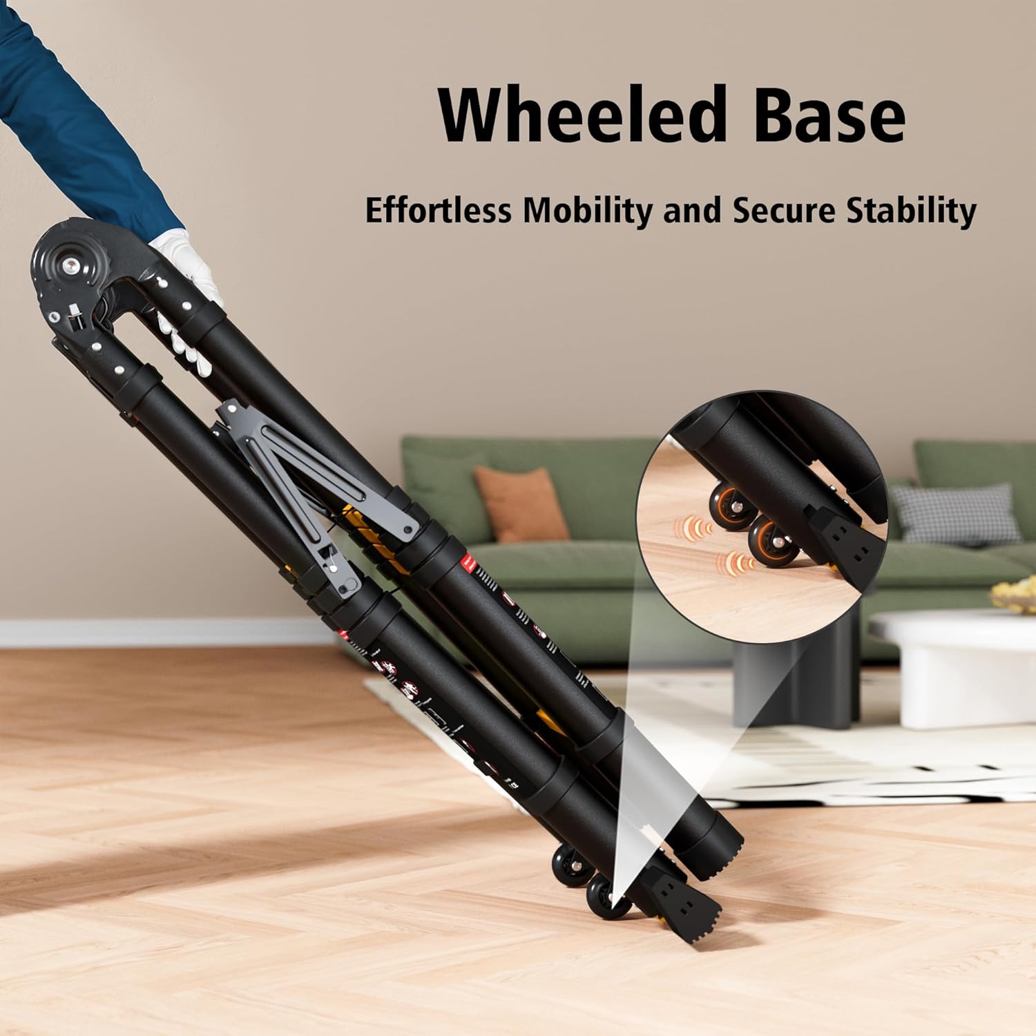 Telescopic ladder, aluminum alloy telescopic ladder, 330 lbs load capacity, multi-purpose foldable ladder for home and office use; orange