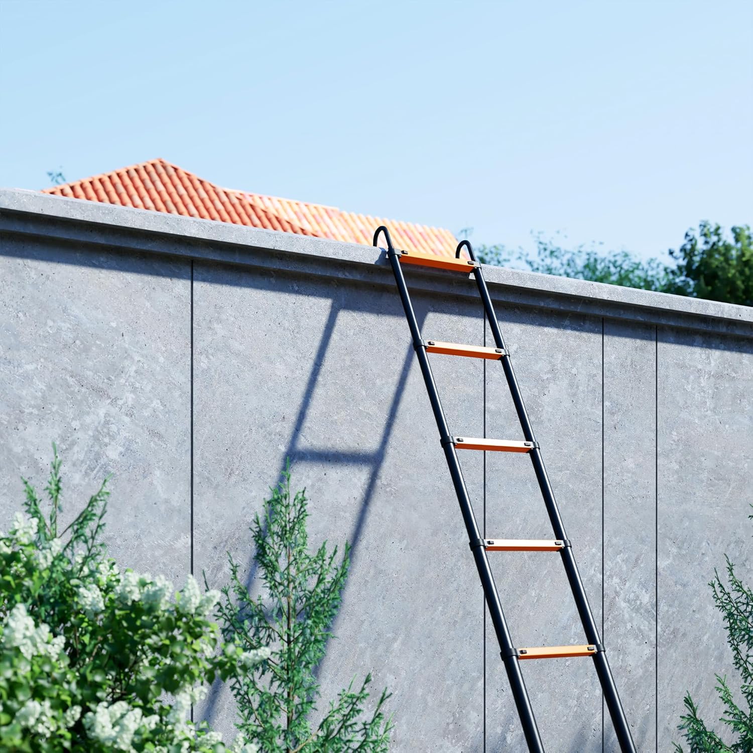 Telescopic ladder, aluminum alloy telescopic ladder, 330 lbs load capacity, multi-purpose foldable ladder for home and office use; orange