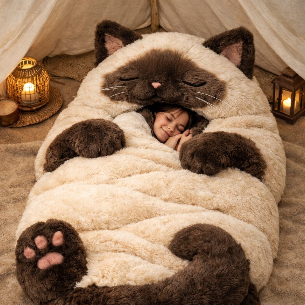 Fluffy Cat Sleeping Bags Perfect for Kids, Adults & Cat Lovers